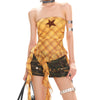 Y2K star plaid asymmetric tube top boogzel clothing