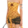 Y2K star plaid asymmetric tube top boogzel clothing