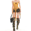 Y2K star plaid asymmetric tube top boogzel clothing