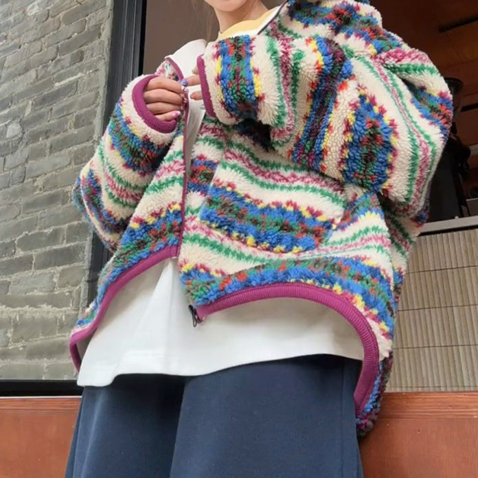 Zip-UppatternfleeceJacket