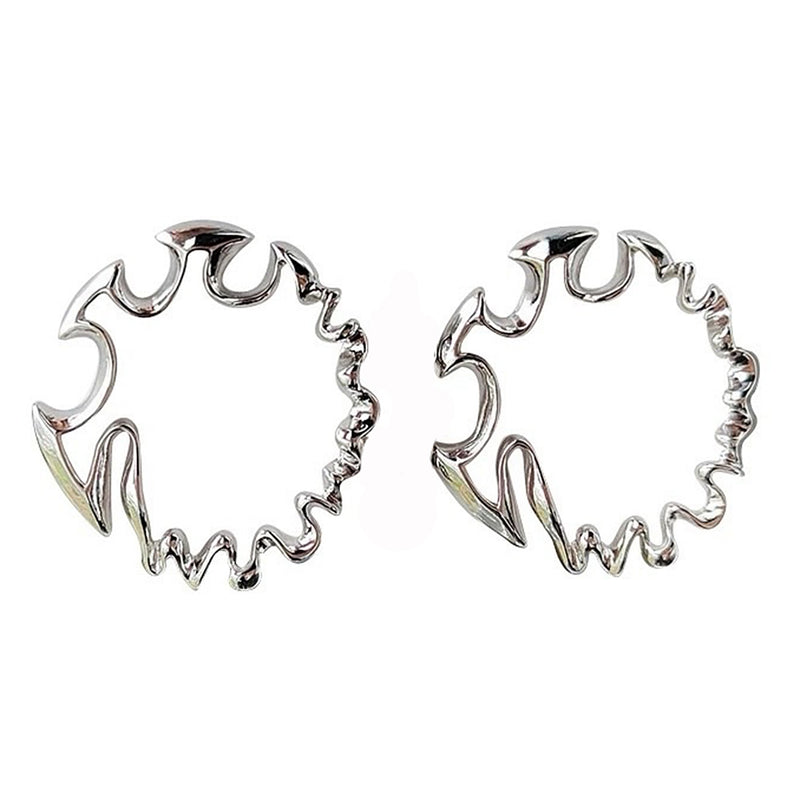 abstract silver hoops earrings boogzel clothing