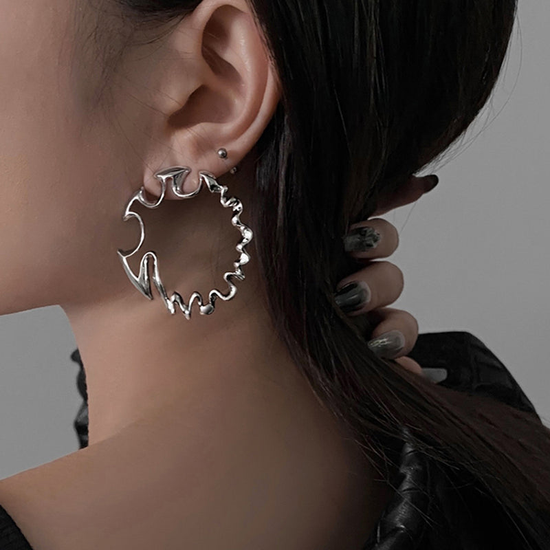 abstract silver hoops earrings boogzel clothing