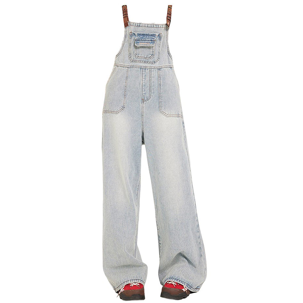 aesthetic blue denim overalls boogzel clothing
