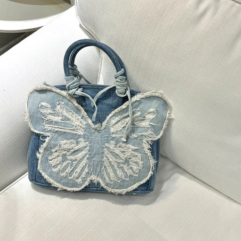 Y2K Aesthetic Denim Butterfly Handbag boogzel clothing