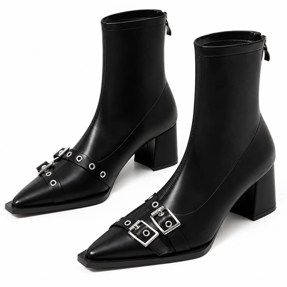 aesthetic double buckle boots boogzel clothing