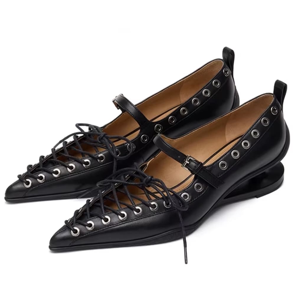 aesthetic lace-up pointed toe heels boogzel clothing