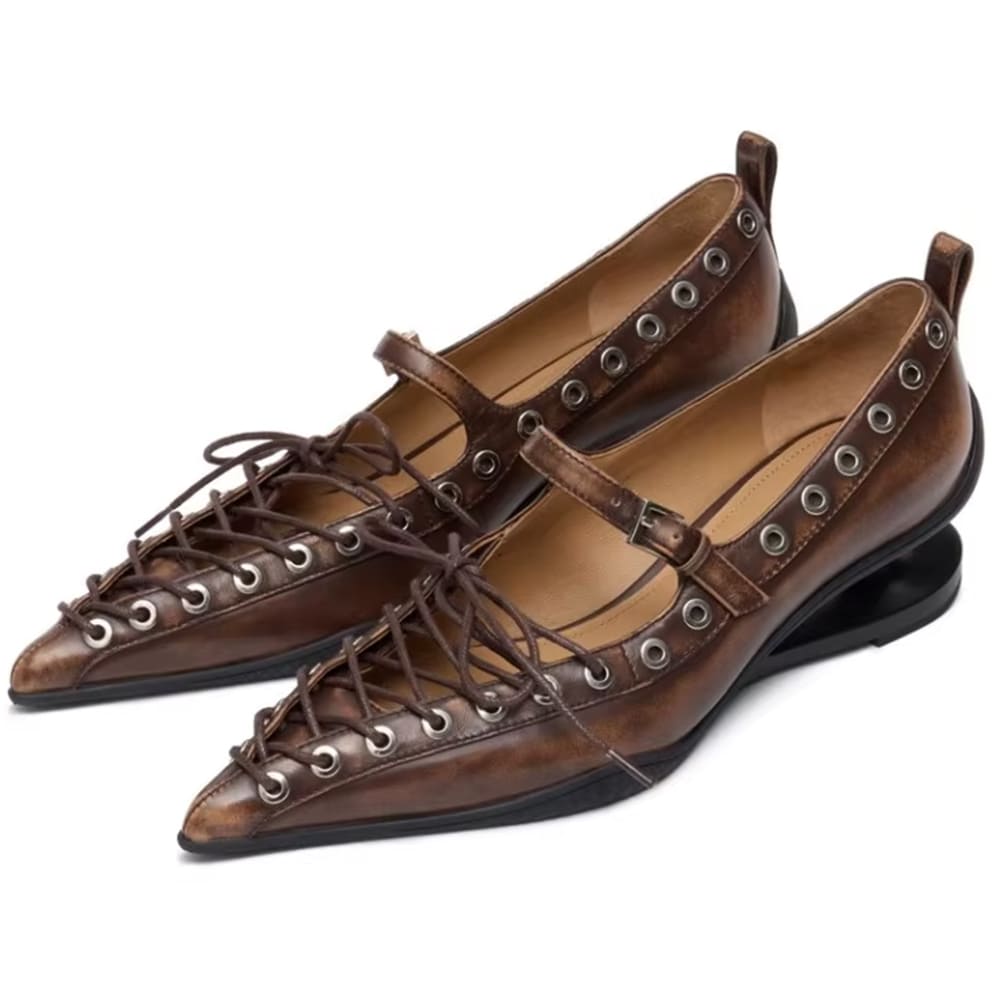 aesthetic lace-up pointed toe heels boogzel clothing