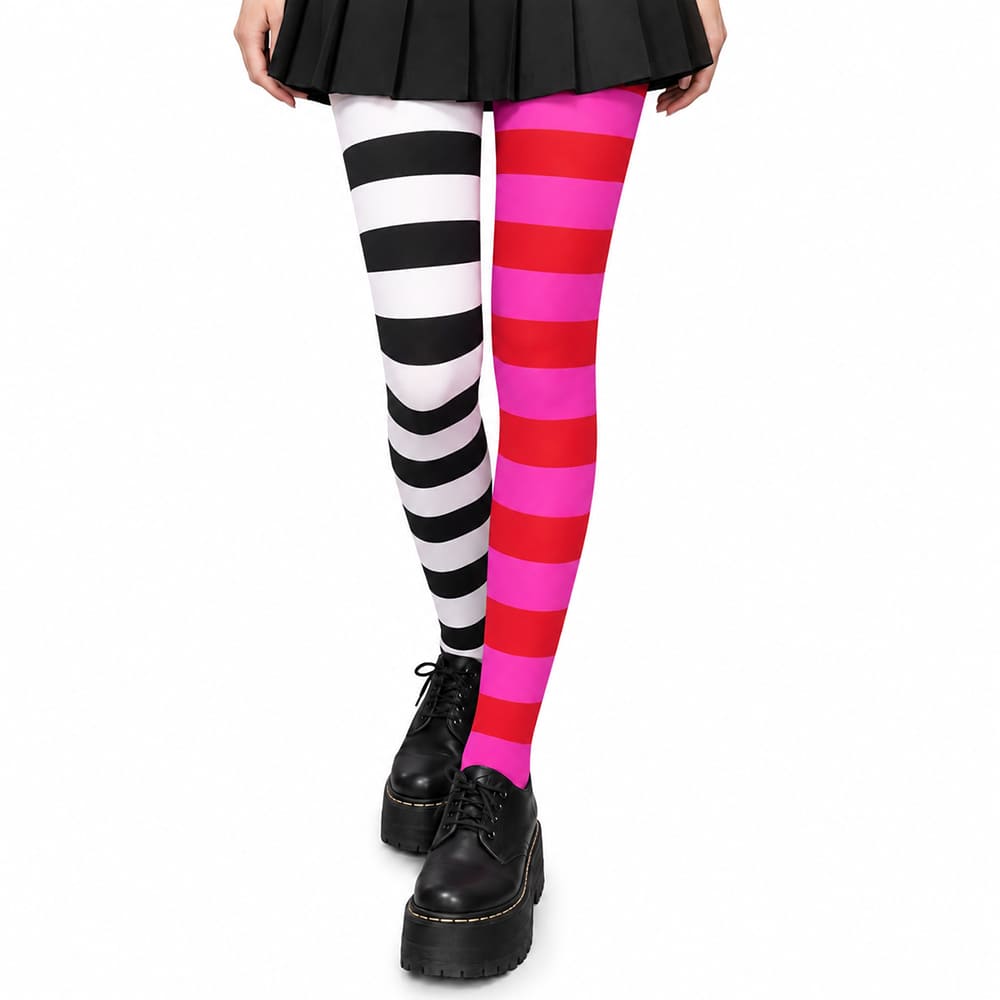 aesthetic mismatched striped tights boogzel clothing