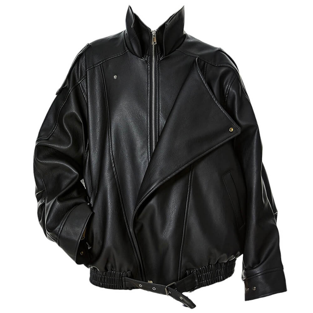 aesthetic oversized leather bomber jacket boogzel clothing