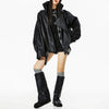 grunge black oversized leather jacket boogzel clothing