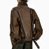 brown oversized leather jacket boogzel clothing