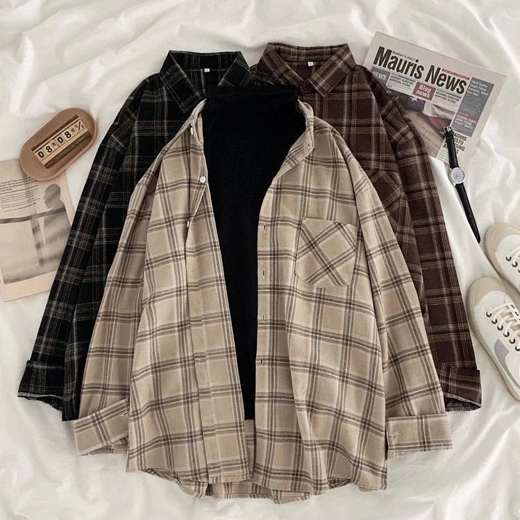 aesthetic dress shirt Apricot Long Sleeve Collared Shirt And Suspender Dress Set
