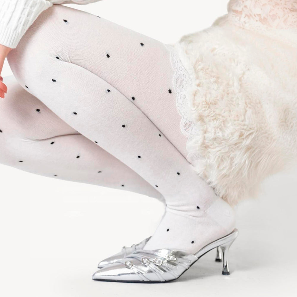 aesthetic polka dot knit tights boogzel clothing