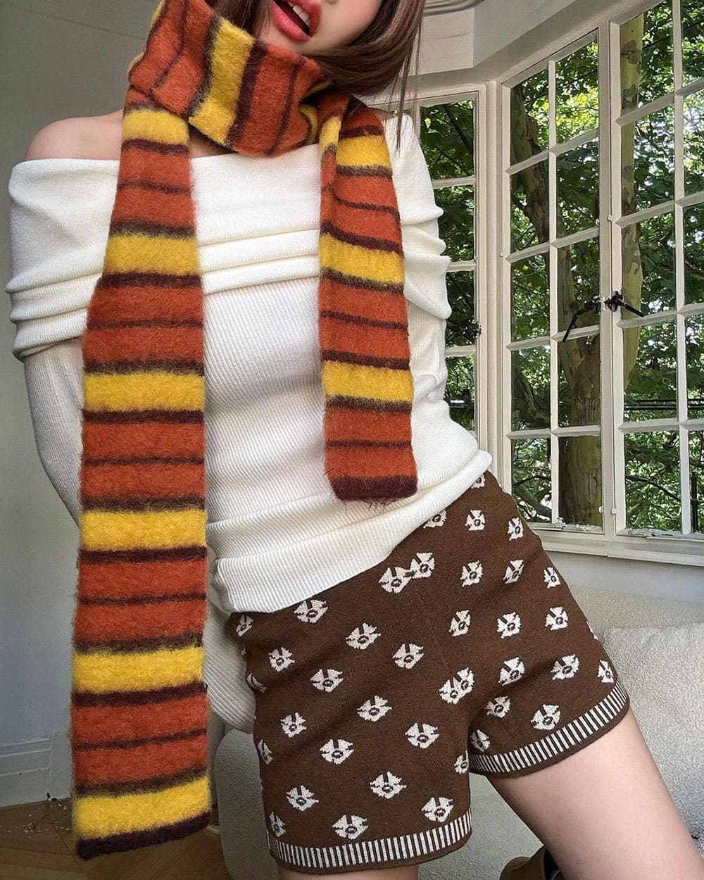 aesthetic striped knit scarf boogzel clothing