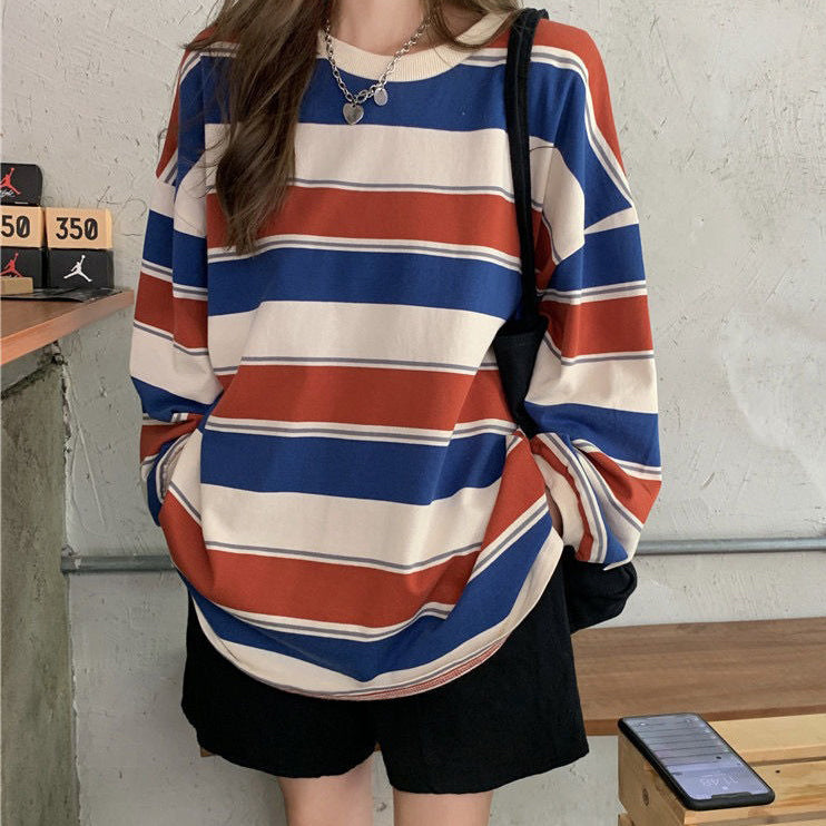 aesthetic striped long sleeve sweatshirt - boogzel clothing - aesthetic outfits