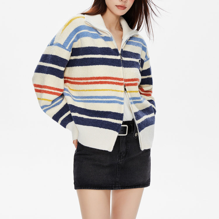 zip up striped sweater boogzel clothing, aesthetic outfits collection