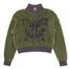 Aesthetic fuzzy bomber jacket with a butterfly print - boogzel clothing