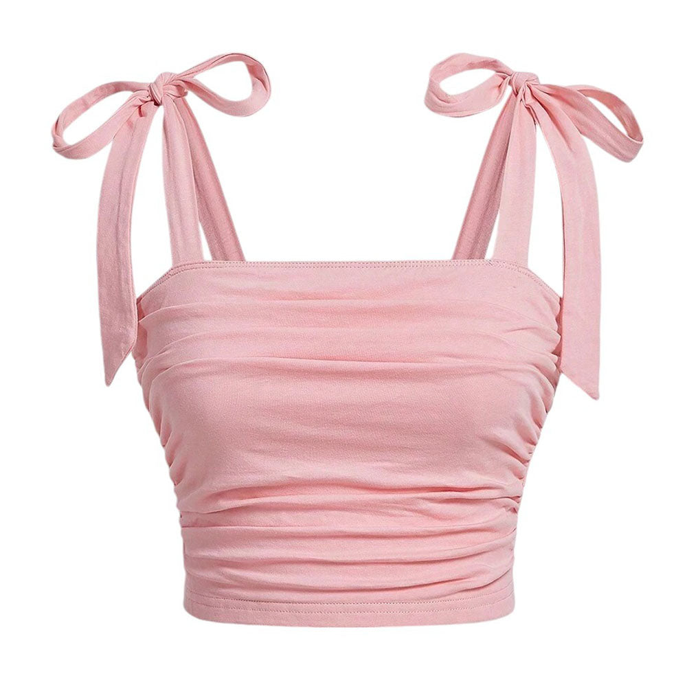 pink bow ties crop top boogzel clothing