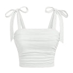 white bow ties crop top boogzel clothing