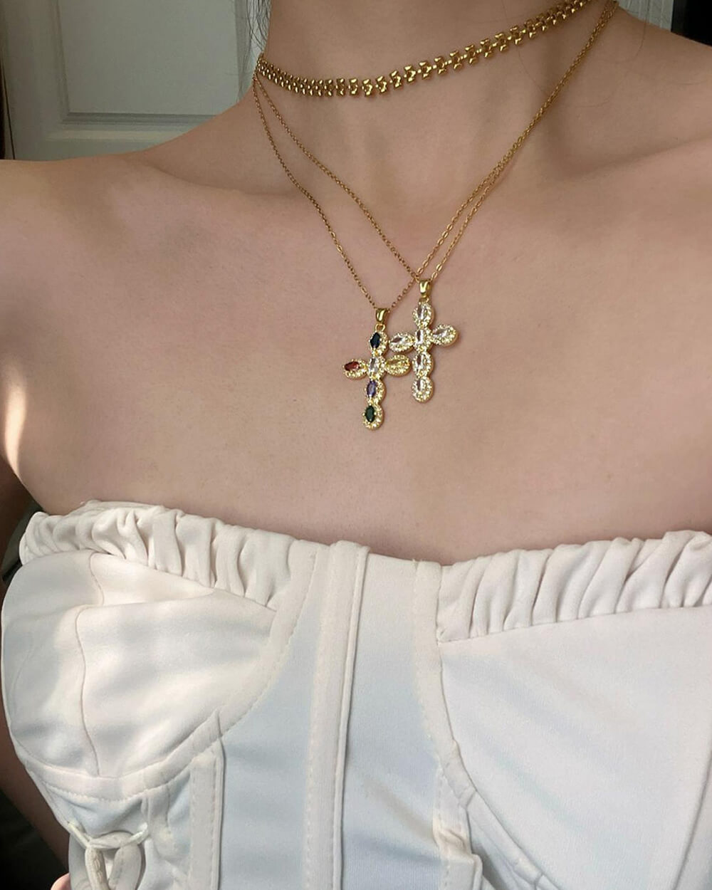 aesthetic cross charm necklace boogzel clothing
