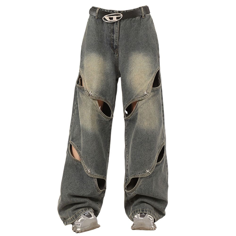 aesthetic cut out baggy jeans boogzel clothing