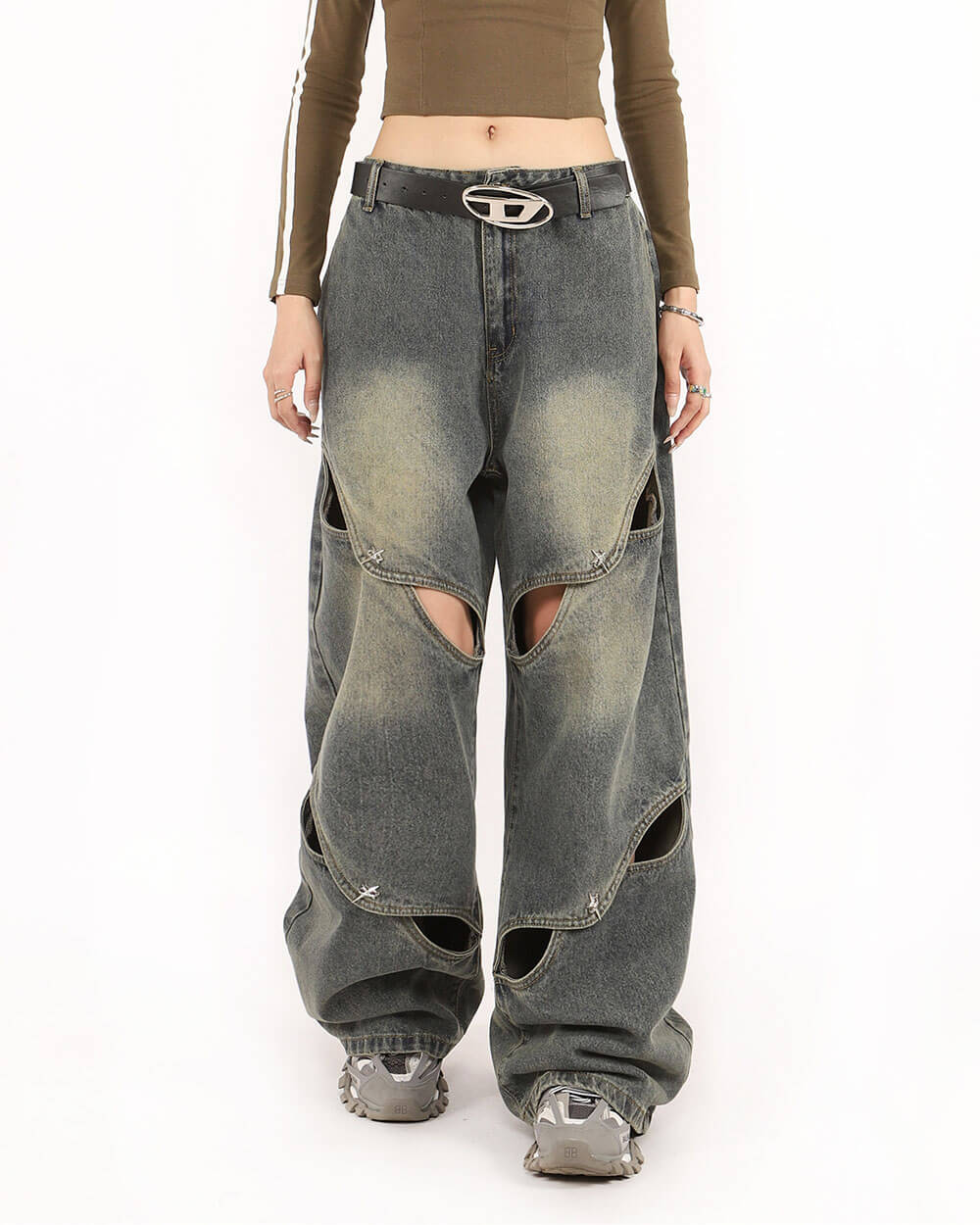 aesthetic cut out baggy jeans boogzel clothing