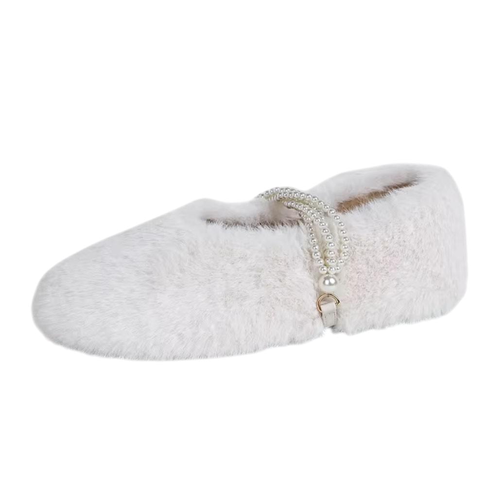 aesthetic faux fur mary jane flats boogzel clothing