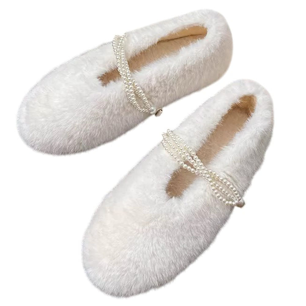 aesthetic faux fur mary jane flats boogzel clothing