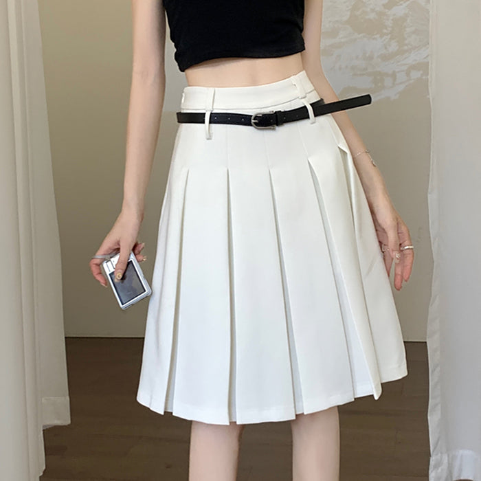 white midi pleated skirt boogzel clothing