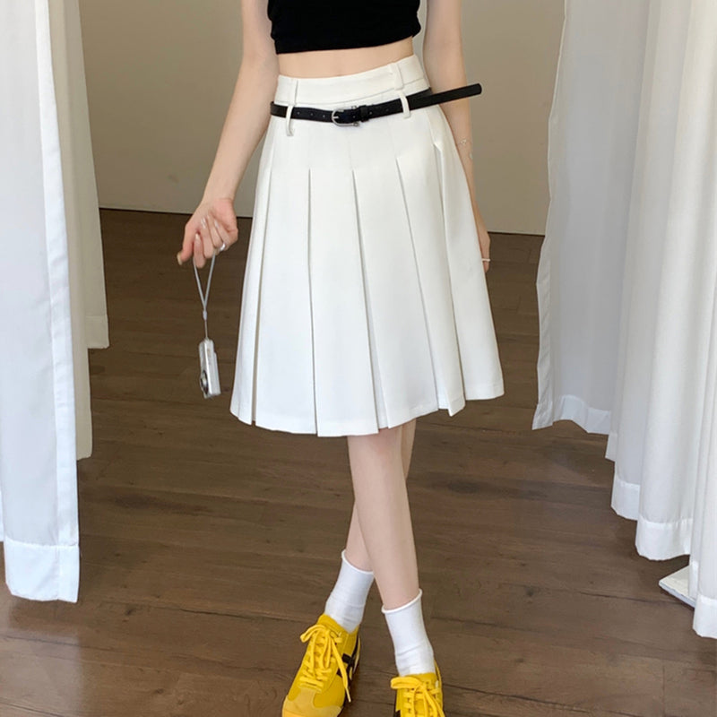 white midi pleated skirt boogzel clothing