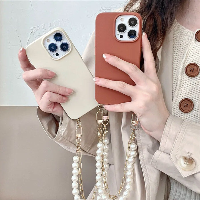 aesthetic pearl chain iphone case boogzel clothing