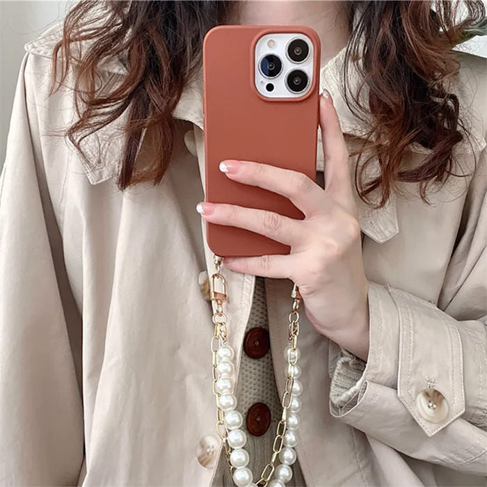 brown pearl chain iphone case boogzel clothing