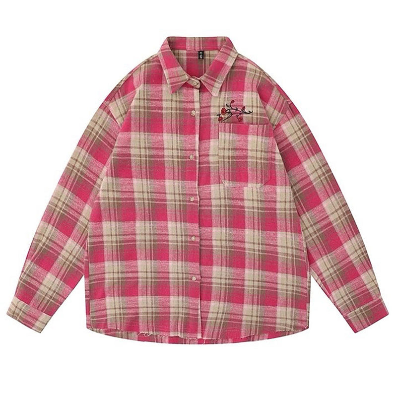 aesthetic pink plaid shirt boogzel clothing