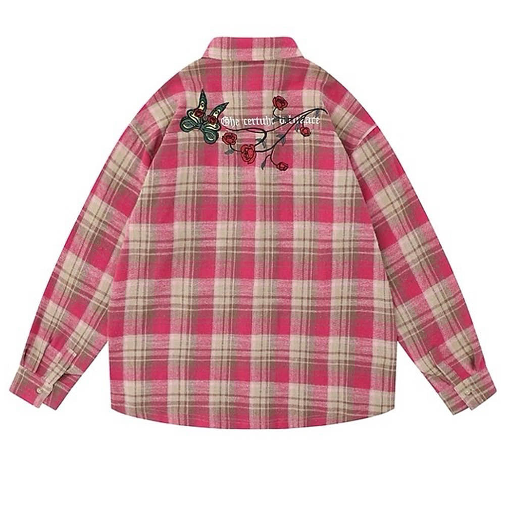 aesthetic pink plaid shirt boogzel clothing