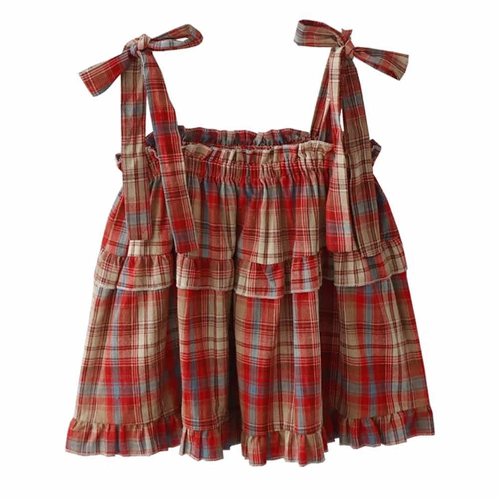 aesthetic plaid bow-tie top boogzel clothing