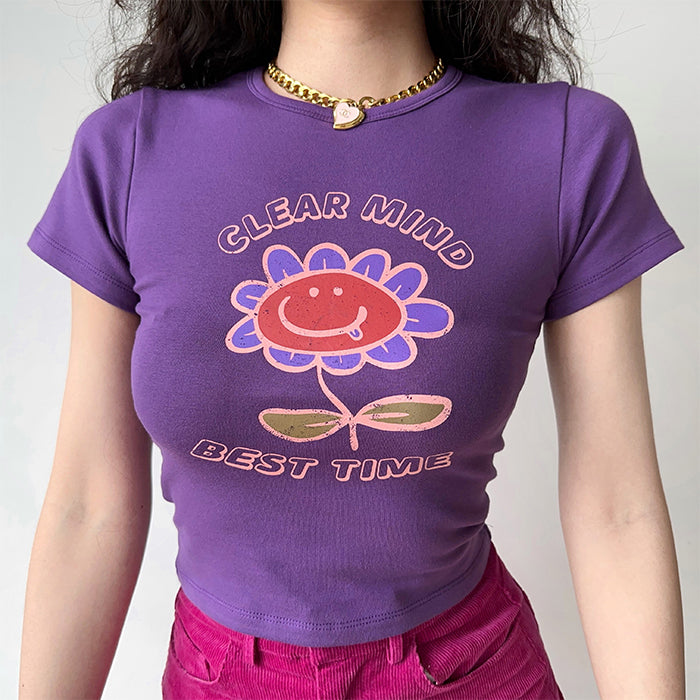aesthetic purple graphic crop top boogzel clothing