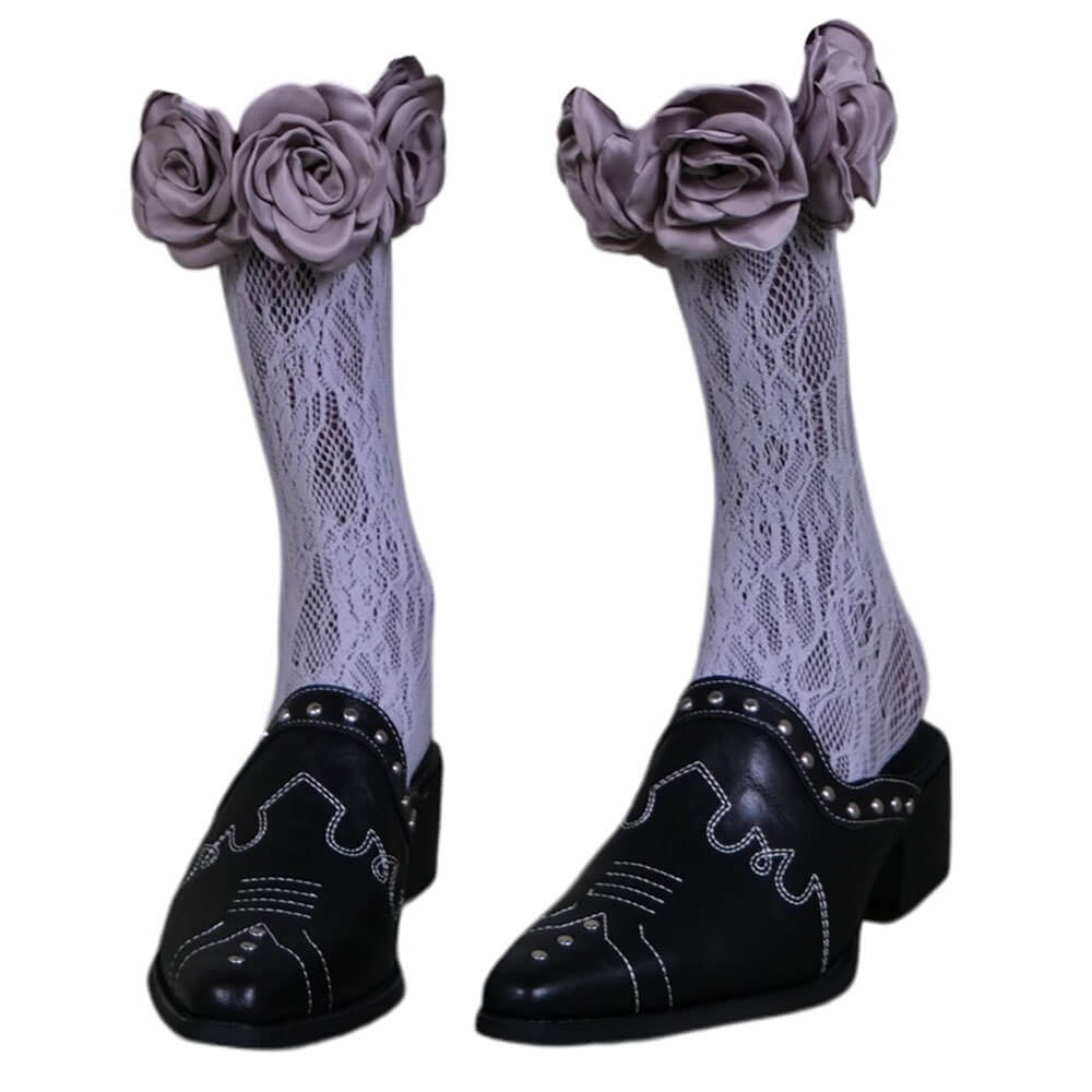 aesthetic purple rose trim socks boogzel clothing