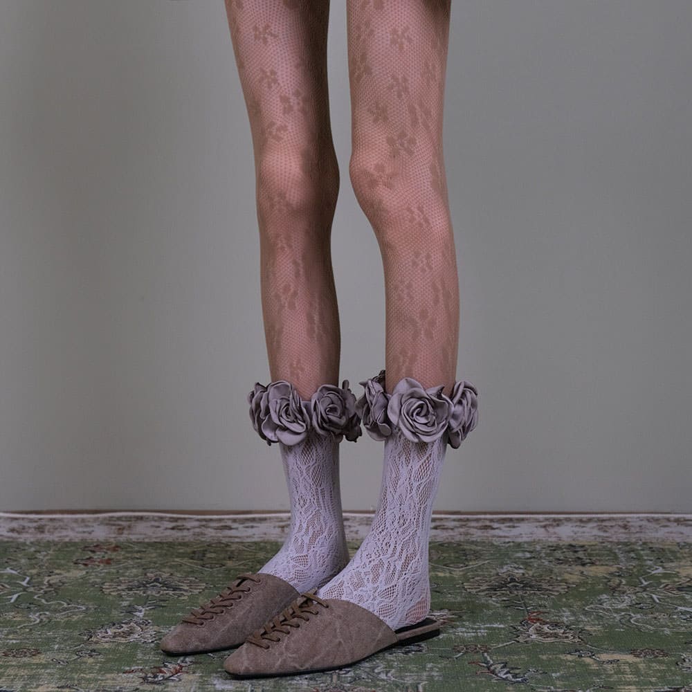 aesthetic purple rose trim socks boogzel clothing
