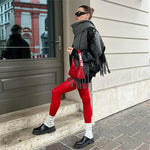 red aesthetic tights boogzel clothing