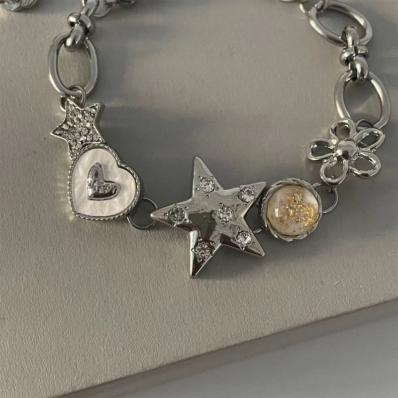 aesthetic silver charms bracelet boogzel clothing