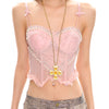 pink sheer lace corset top boogzel clothing