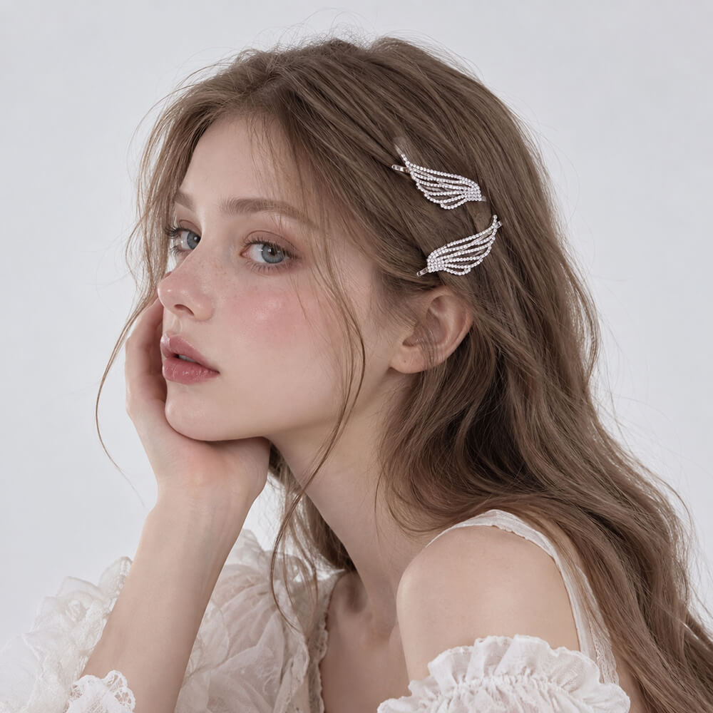 angel wings rhinestone hair pins boogzel clothing