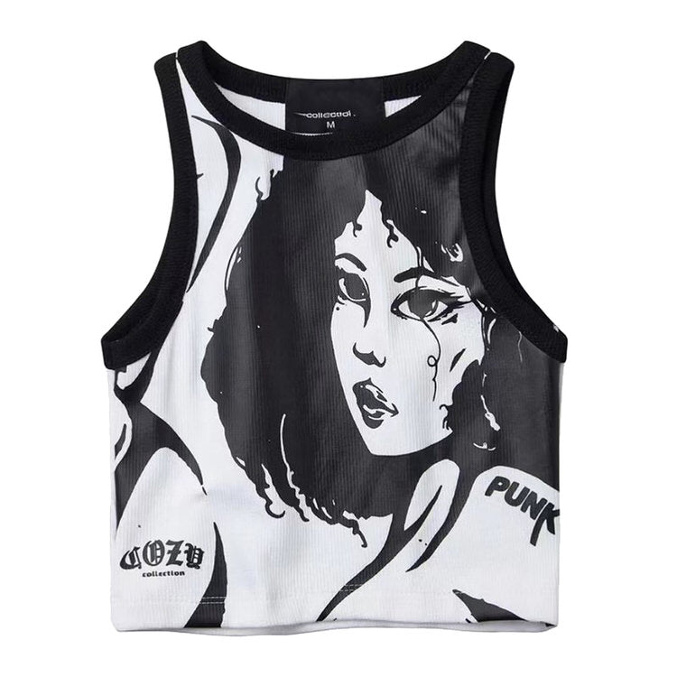 Girl Print Aesthetic Ribbed Top | BOOGZEL CLOTHING – Boogzel Clothing