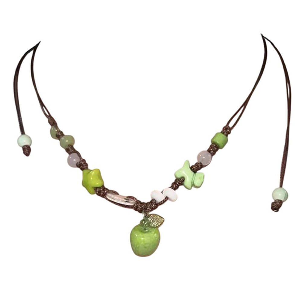 apple beaded necklace boogzel clothing