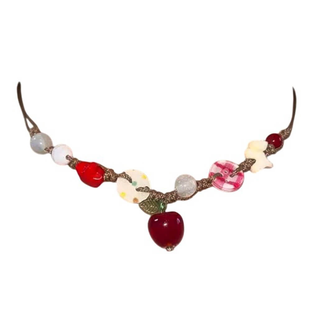 apple beaded necklace boogzel clothing