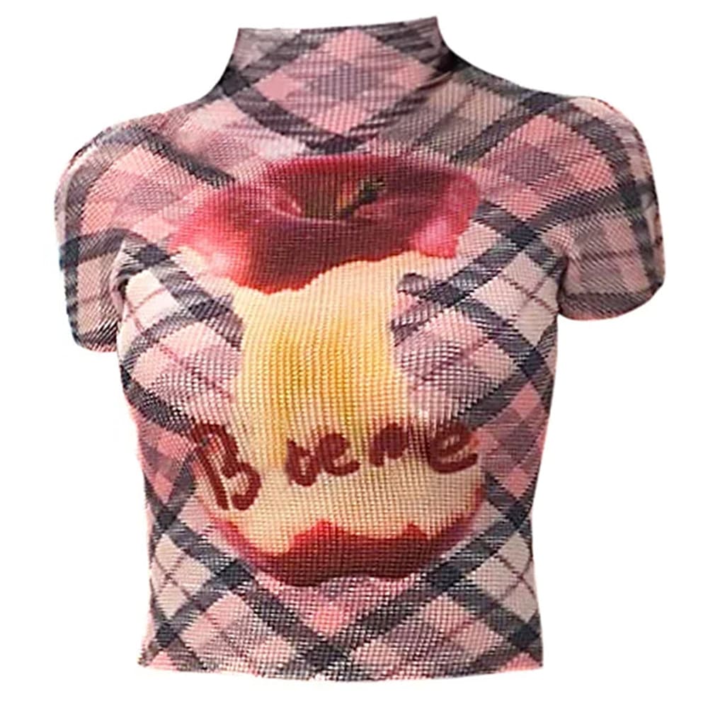 apple core print y2k baby tee boogzel clothing