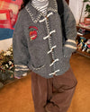 apple embroidery grey cardigan boogzel clothing