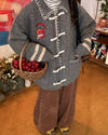 apple embroidery grey cardigan boogzel clothing