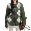 argyle button up cardigan boogzel clothing