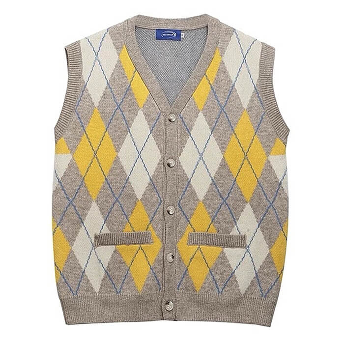 argyle button up grandpa knit vest boogzel clothing